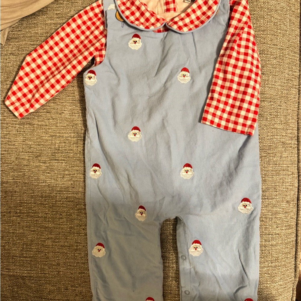 Santa Clause Jon Jon w/  Red Checkered Long Sleeve undershirt